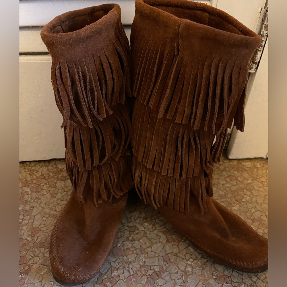 Minnetonka 3 Layer Fringe Boots - image 1